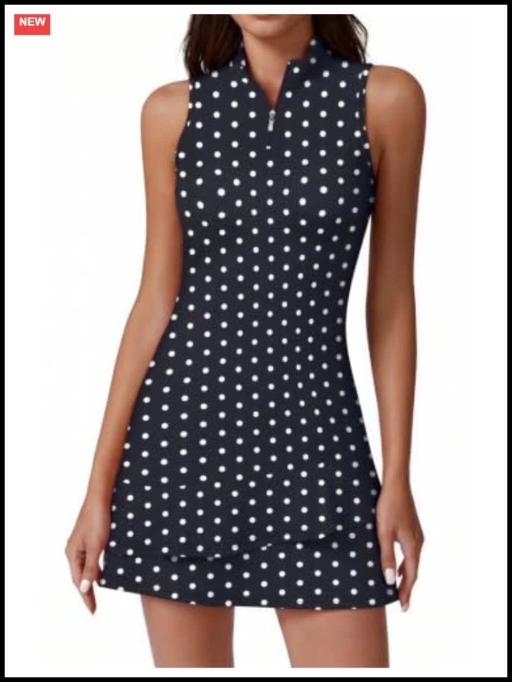 Sleeveless Tennis Golf Dress with Shorts Pockets Ruffle Hem Athletic